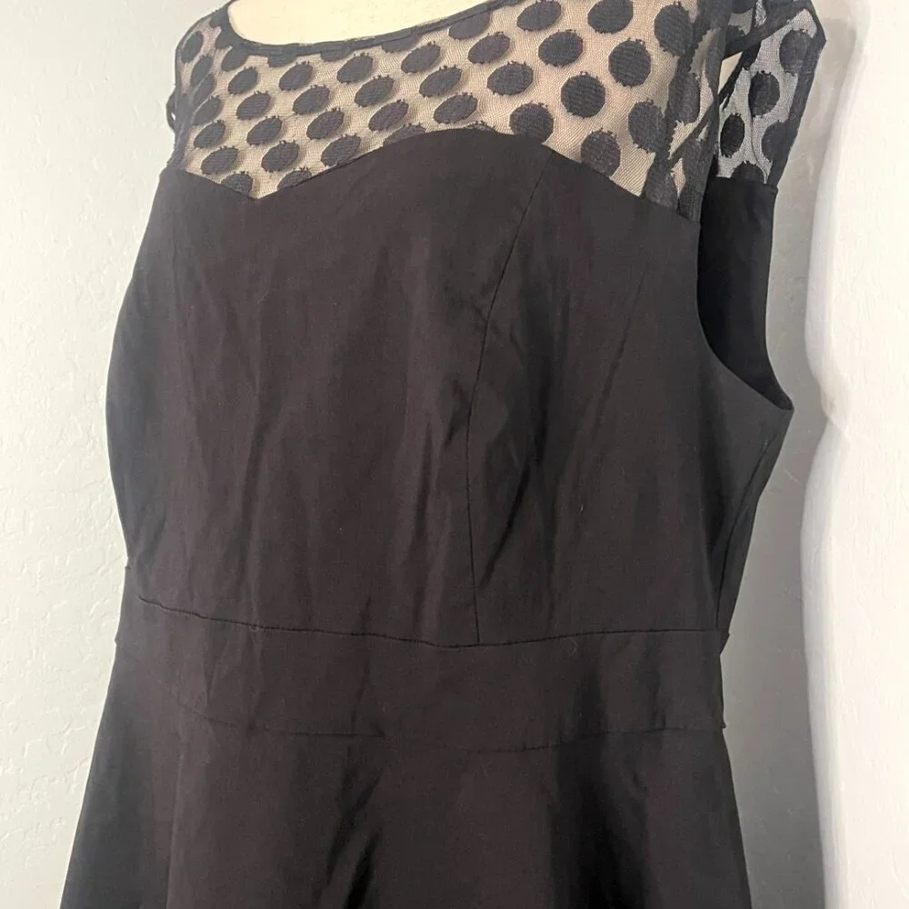 Torrid Retro Chic Black Dot Mesh Top Skater Swing Dress Size 24